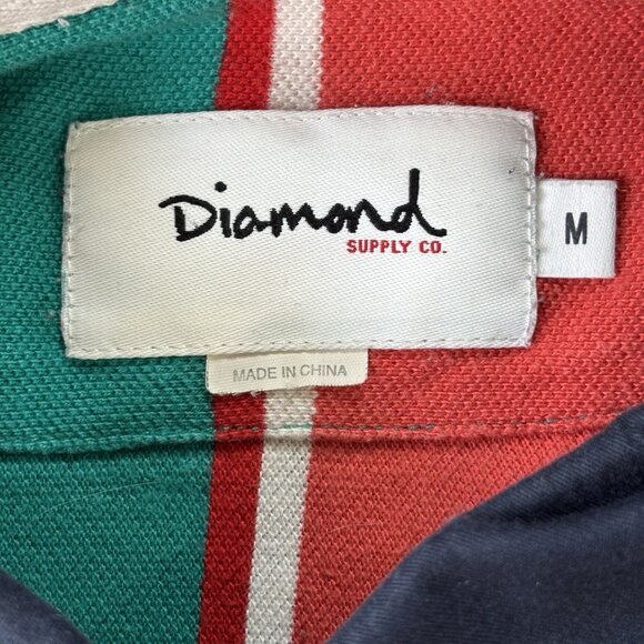 Diamond Supply Co Rugby Polo Shirt Embroidered Logo Mens M Skateboard Colourful - Picture 10 of 14